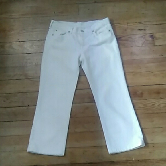 Pre-owned 7 for All Mankind White Capri Jeans - Picture 1 of 8
